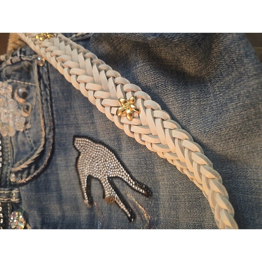 Upcycled Denim Crossbody Purse 14x11" - Picture 6 of 12